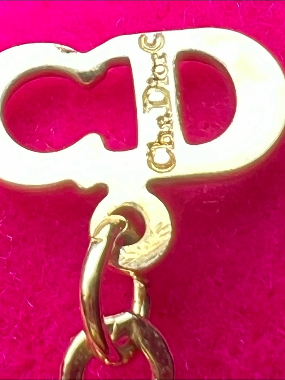 Christian Dior Gold Plated Vintage V Shaped Pave Crystals Necklace w/ CD Logo. - Picture 6 of 10